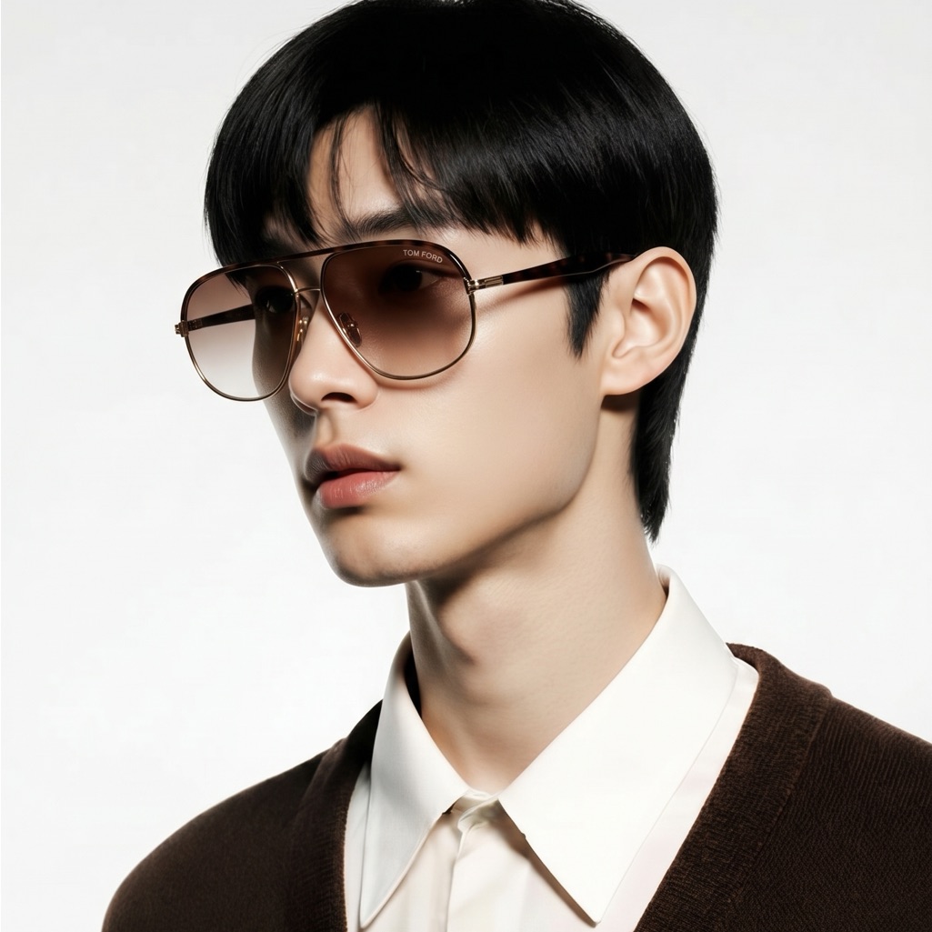 Tom Ford Gold-Tone Frame Sunglasses With Brown Gradient Lenses
